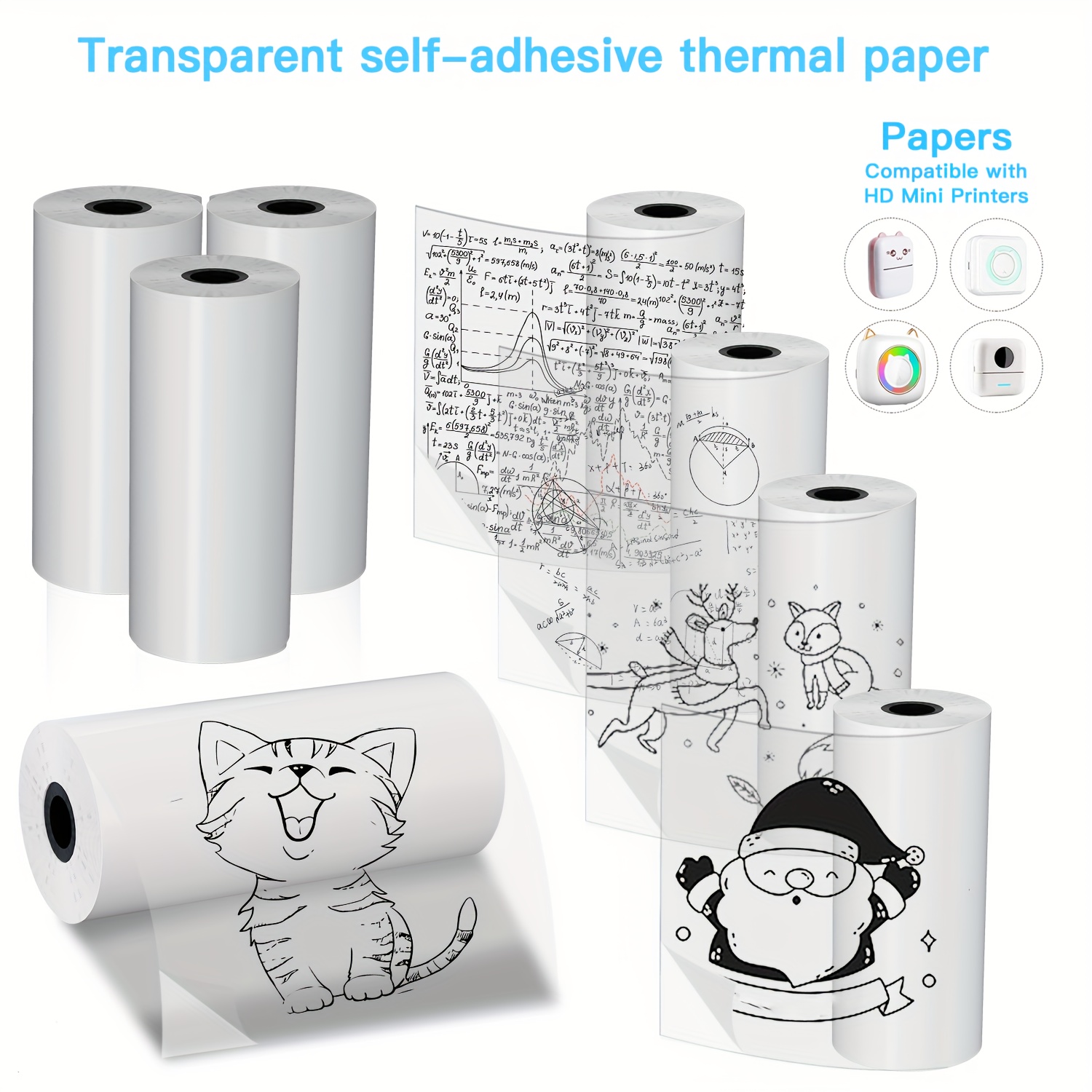 2/4/8 Rolls Clear Self-Adhesiv - đánh giá và giá Mini Pocket Thermal Printer Paper Roll